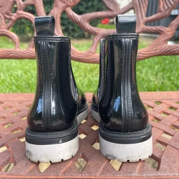 Storm by Cougar Black Patent Plaid Goring Waterproof Short Rain Boots - Picture 6 of 12